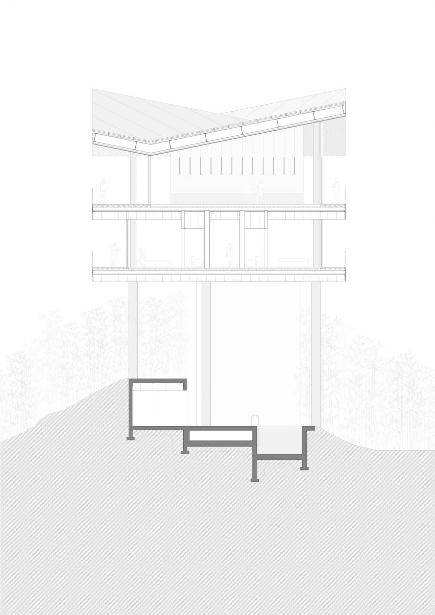 Section of Floating Hotel by More Architecture