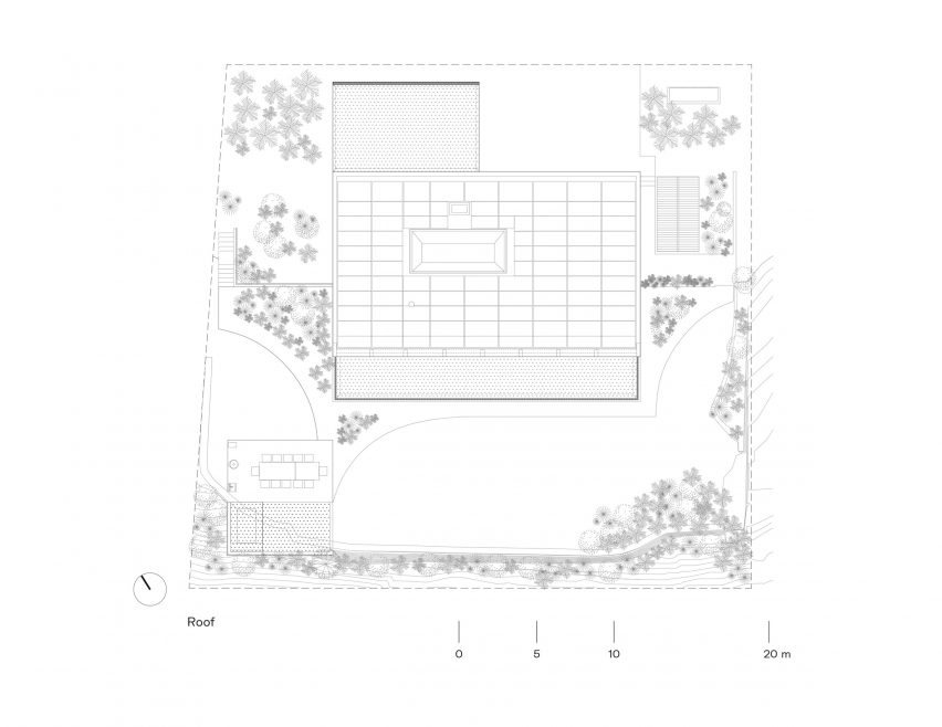 Roof plan of Uetikon villa by Pérez Palacios Arquitectos Asociados