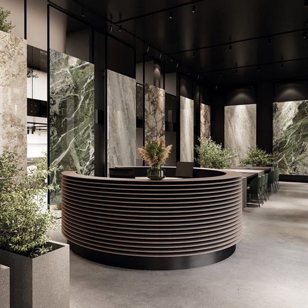 Photo of round desk with plants