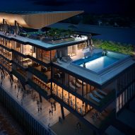 Swimming pool topped stadium