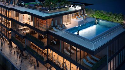 Swimming pool topped stadium