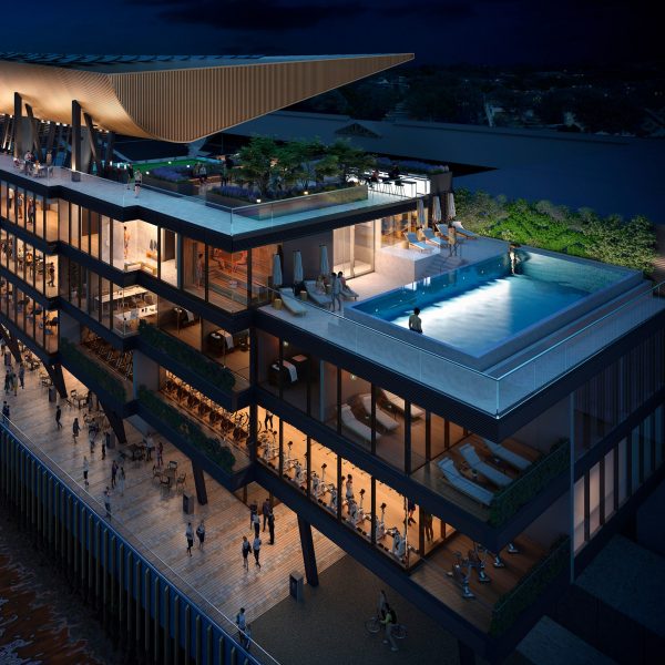 Swimming pool topped stadium