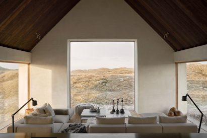 Interior and gable of Vipp Cold Hawaii Guesthouse by Hahn Lavsen in Denmark