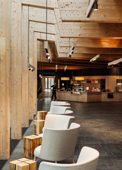 Interior of the Holmenkollen ski museum extension in Oslo by Snøhetta