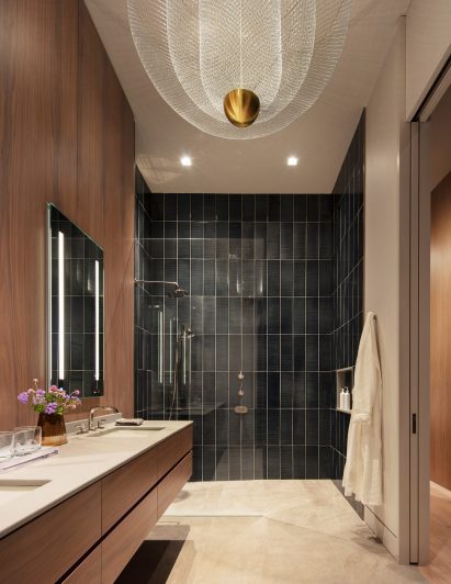 bathroom with brown walls
