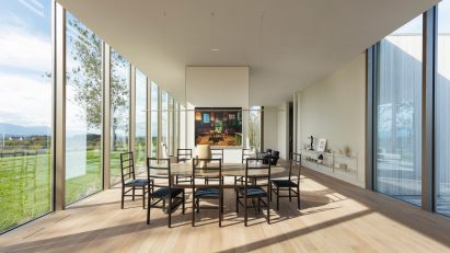Chairs around a dining room