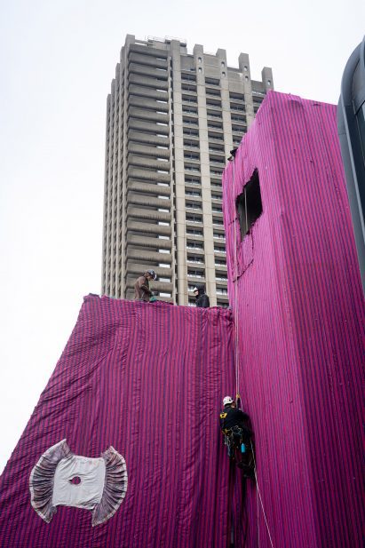 Cloth-covered Barbican Centre by Ibrahim Mahama
