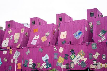 Purple Hibiscus installation