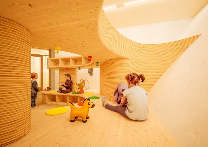 Render of Ingeborg Pohl Kinderoase an der TUM in Munich by Kéré Architecture