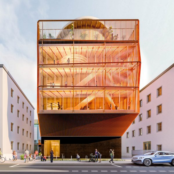 Render of Ingeborg Pohl Kinderoase an der TUM in Munich by Kéré Architecture
