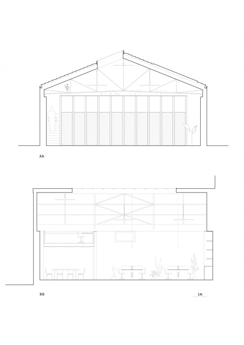 Section drawing of L'Atelier by A6A