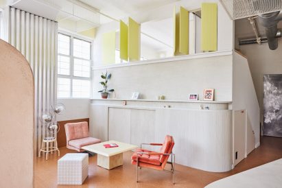 Lounge area located in the middle of an open-plan space