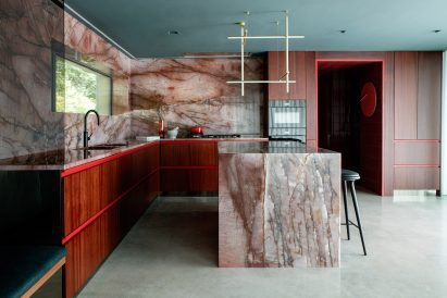 Red kitchen in Cork house