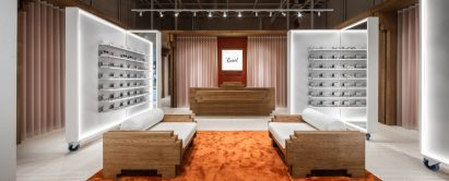 Interior of Lunet boutique in Bucharest, designed by Bogdan Ciocodeica Studio