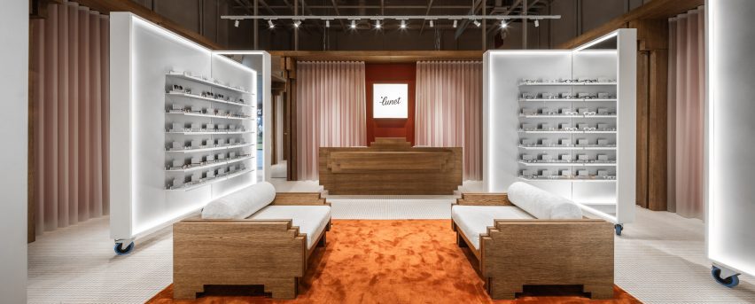 Interior of Lunet boutique in Bucharest, designed by Bogdan Ciocodeica Studio