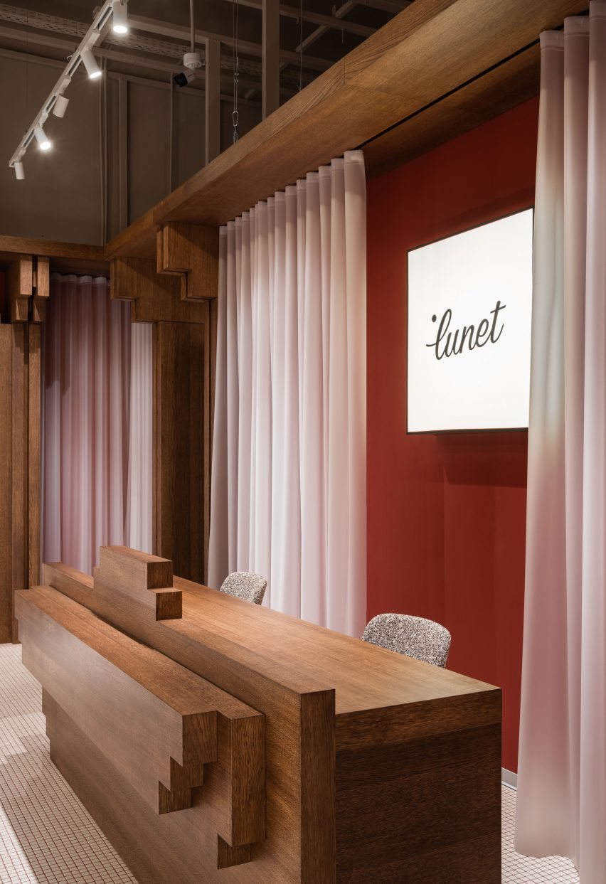 Interior of Lunet boutique in Bucharest, designed by Bogdan Ciocodeica Studio