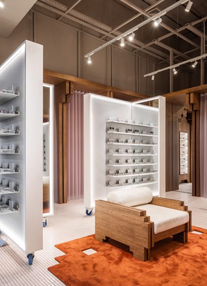 Interior of Lunet boutique in Bucharest, designed by Bogdan Ciocodeica Studio