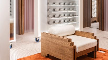 Interior of Lunet boutique in Bucharest, designed by Bogdan Ciocodeica Studio