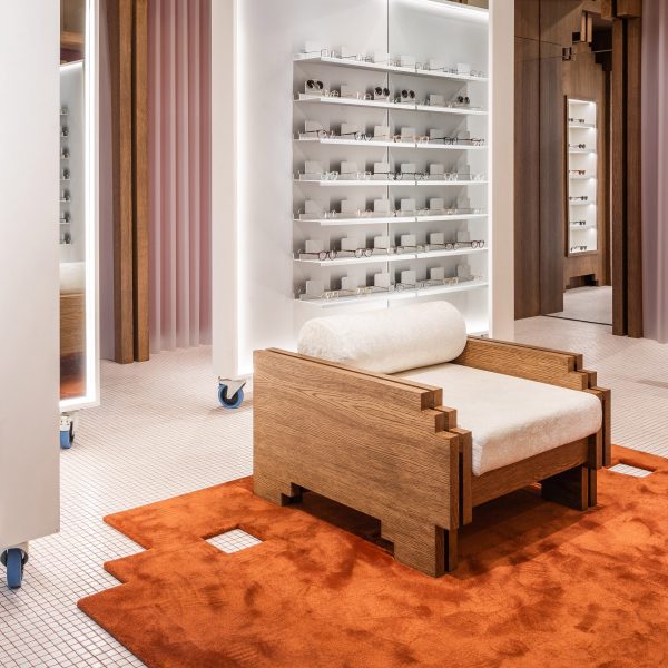 Interior of Lunet boutique in Bucharest, designed by Bogdan Ciocodeica Studio