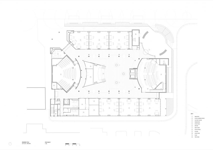 Ground floor plan of Michael Kirby Law Building by Hassell