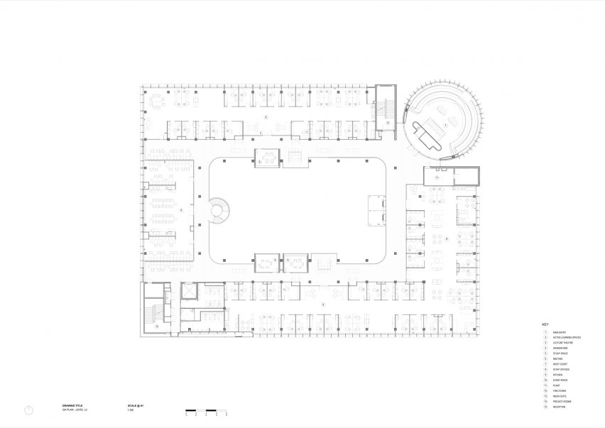 Second floor plan of Michael Kirby Law Building by Hassell