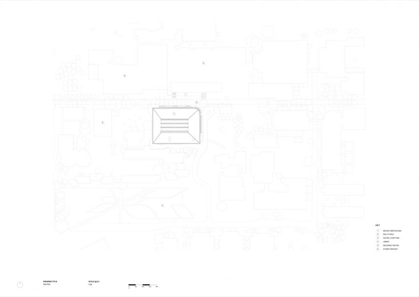Site plan of Michael Kirby Law Building by Hassell