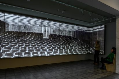 Interior gallery space at the updated holocaust memorial by Office Winhov