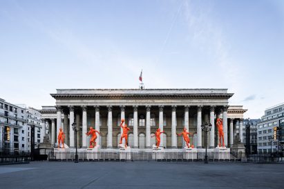 Statues outside Nike on Air event in Paris