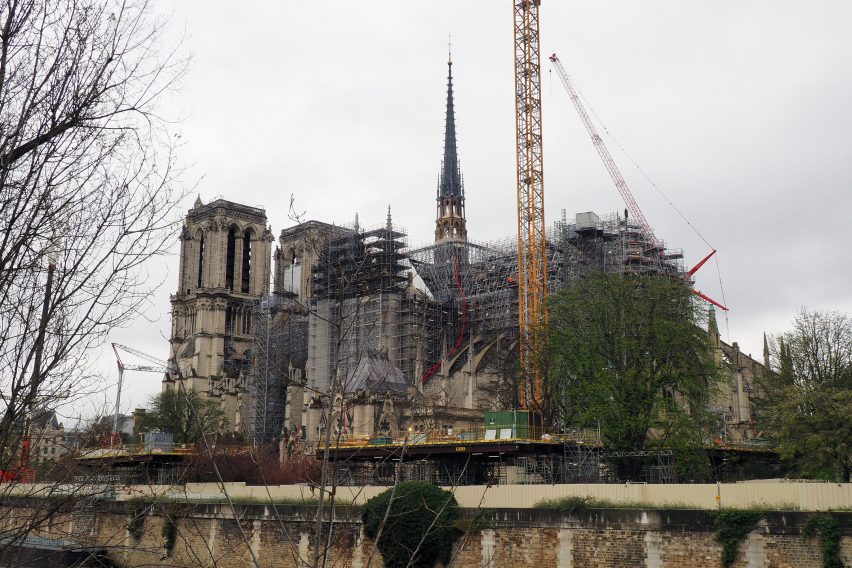 Notre-Dame cathedral under scaffolding
