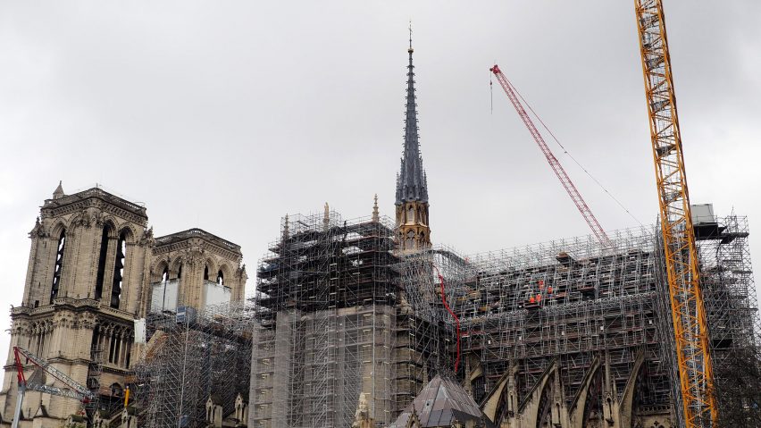 Notre-Dame cathedral under scaffolding