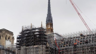 Notre-Dame cathedral under scaffolding