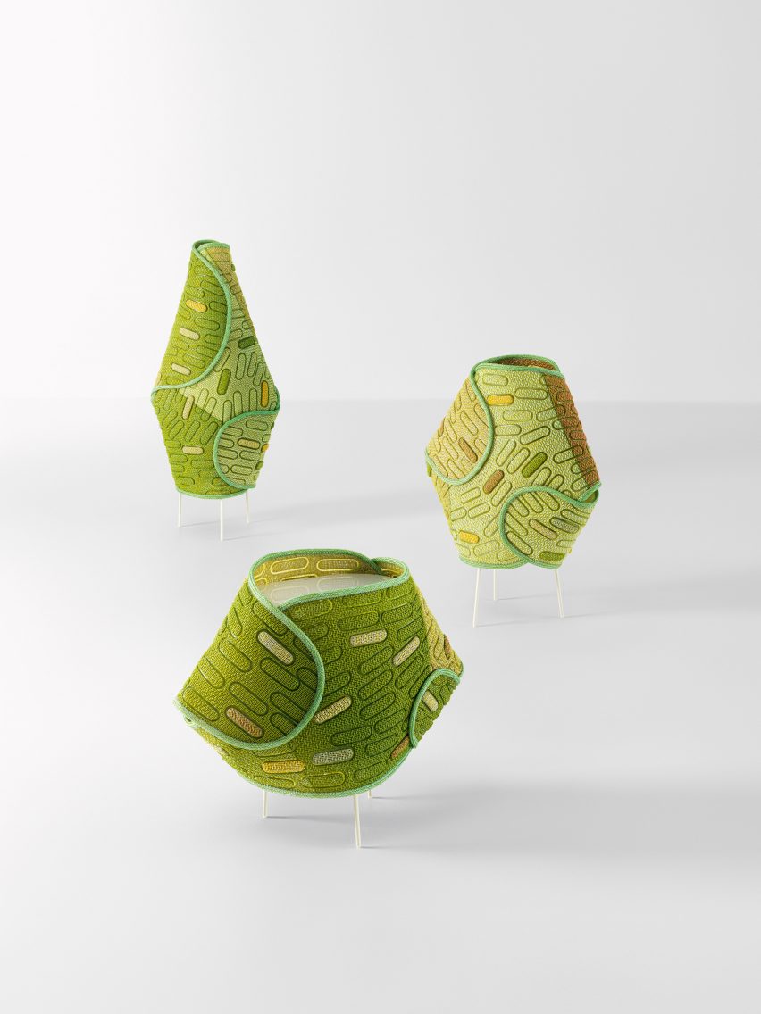 Green lamps designed by Oki Sato for Paola Lenti