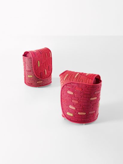 Red chairs by Oki Sato for Paola Lenti