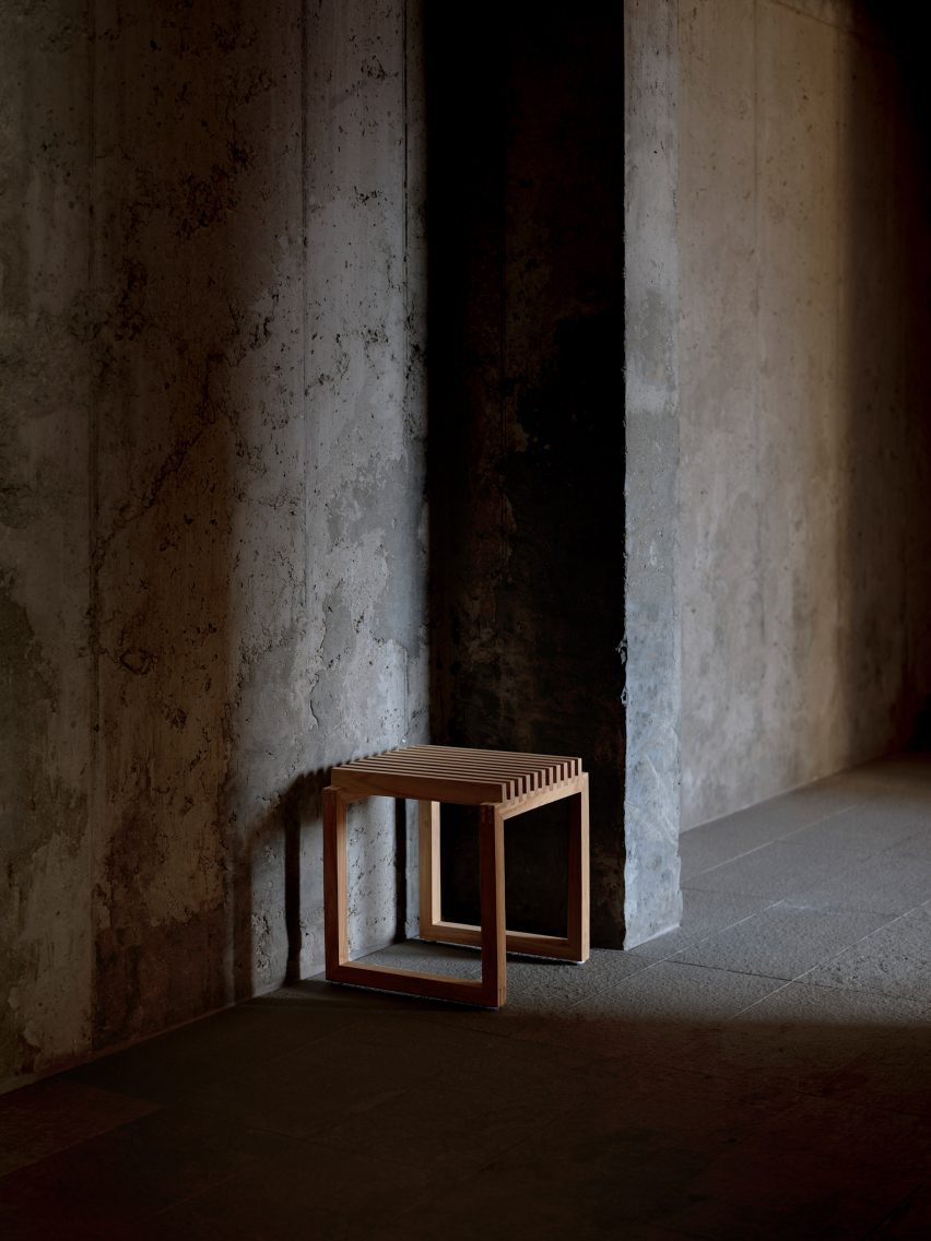 A wooden stool