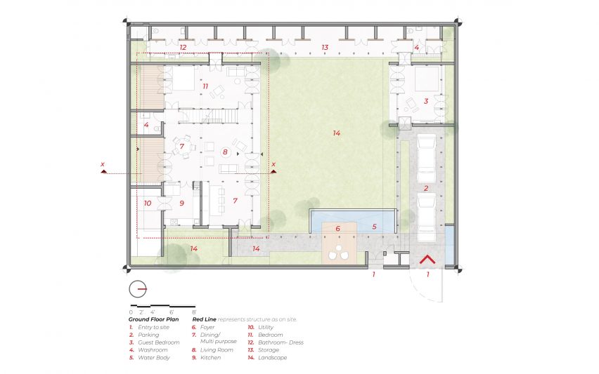 Ground floor plan of Pott House by Kiron Cheerla Architecture