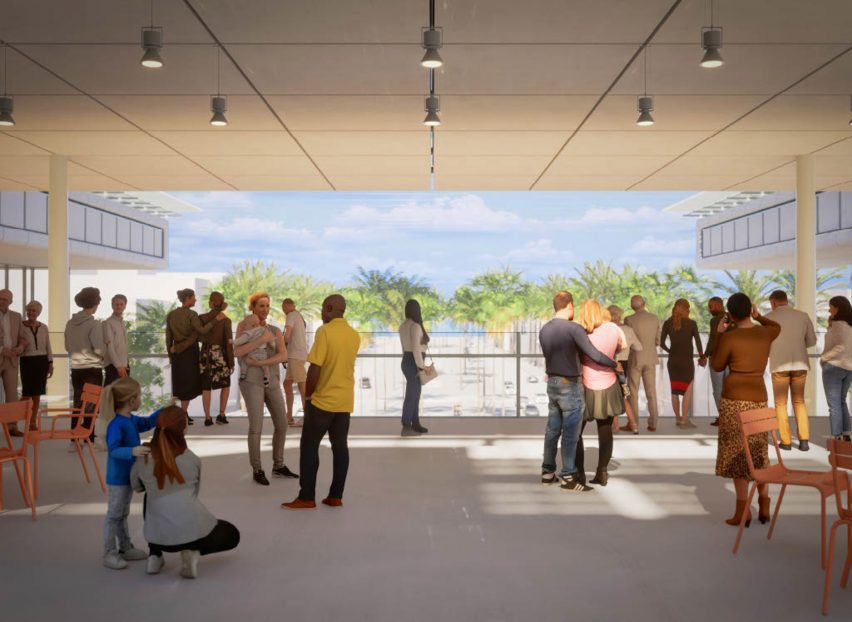 People milling about in a render