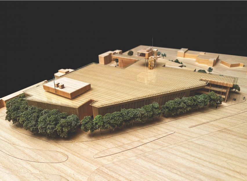 A wooden model