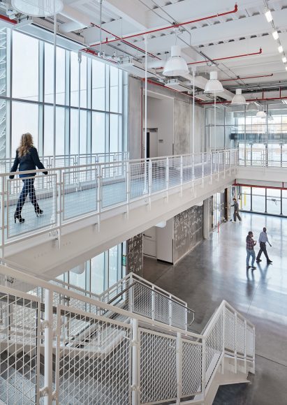 Two story industrial building interior