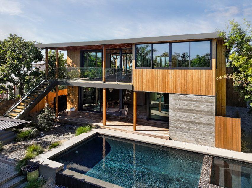 House with pool out front