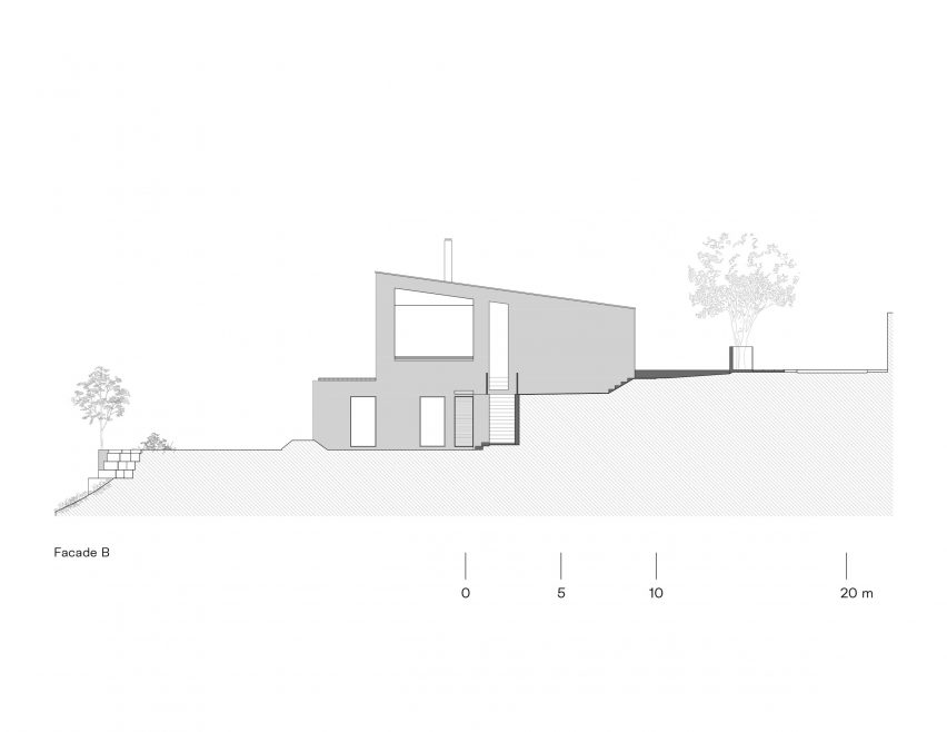 Elevation drawing of Uetikon villa by Pérez Palacios Arquitectos Asociados