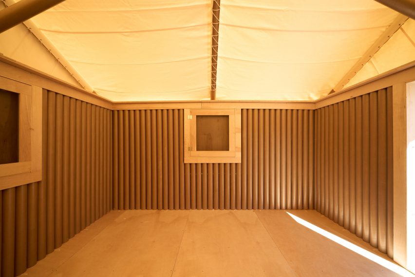 Paper Log House by Shigeru Ban at Philip Johnson's Glass House
