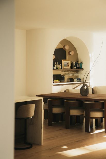 Recessed bar in living room