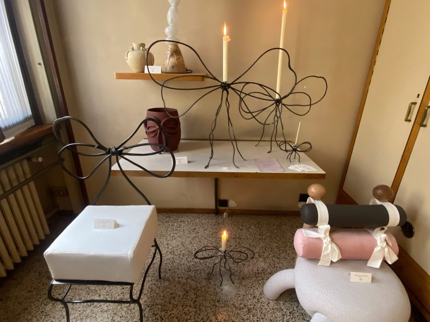 coquette bow candle sticks