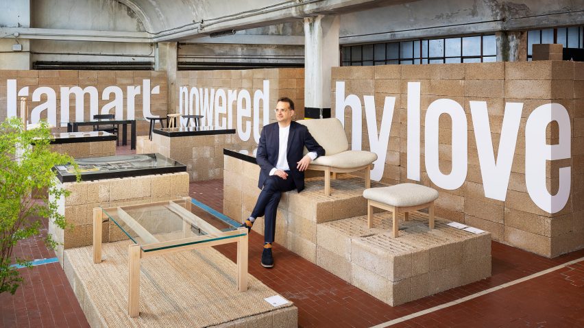 Amos Goldreich at Tamart furniture exhibition in Milan