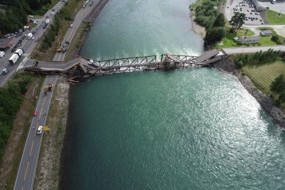 Collapse mass timber bridge