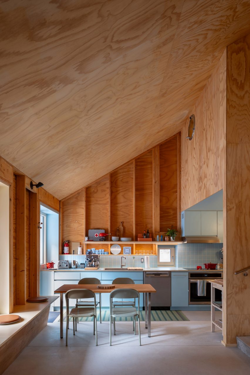 Light blue kitchen cabinets
