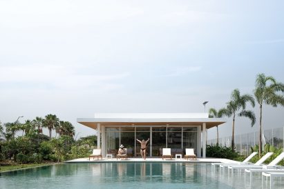 Semi-Olympic pool with an infinity edge