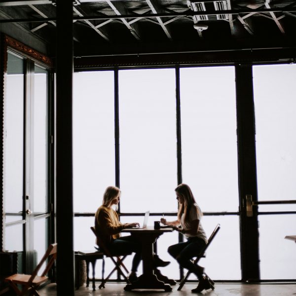 Two women working in an office