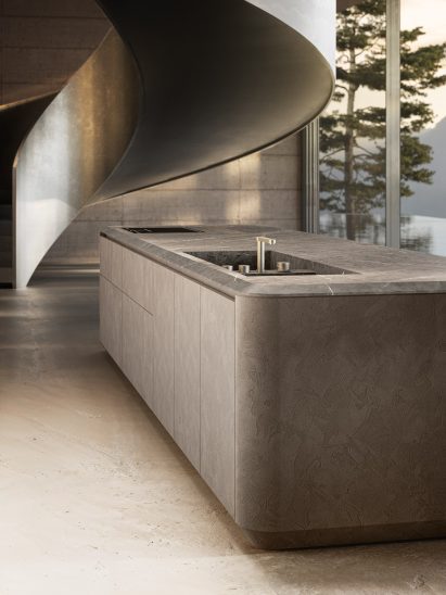 Cove kitchen island with rounded edges