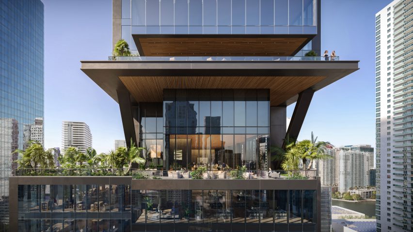 A skyscraper with terrace in Miami